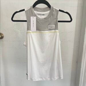 Lacoste White and Gray Sleeveless Top